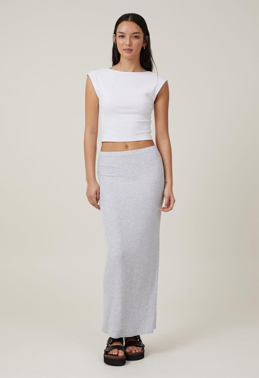 Cotton On - Staple rib maxi skirt - grey marle