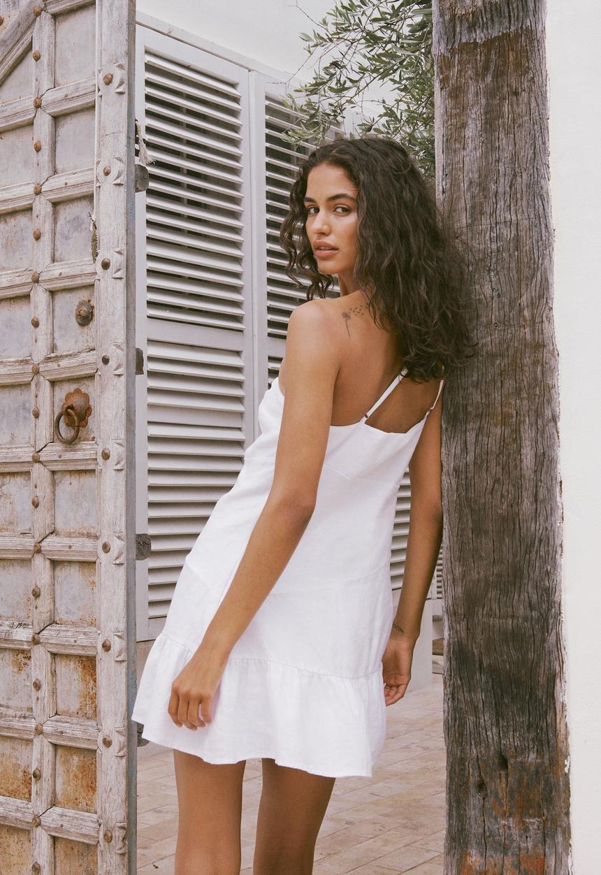 Cotton On - Frankie linen one shoulder mini dress - white