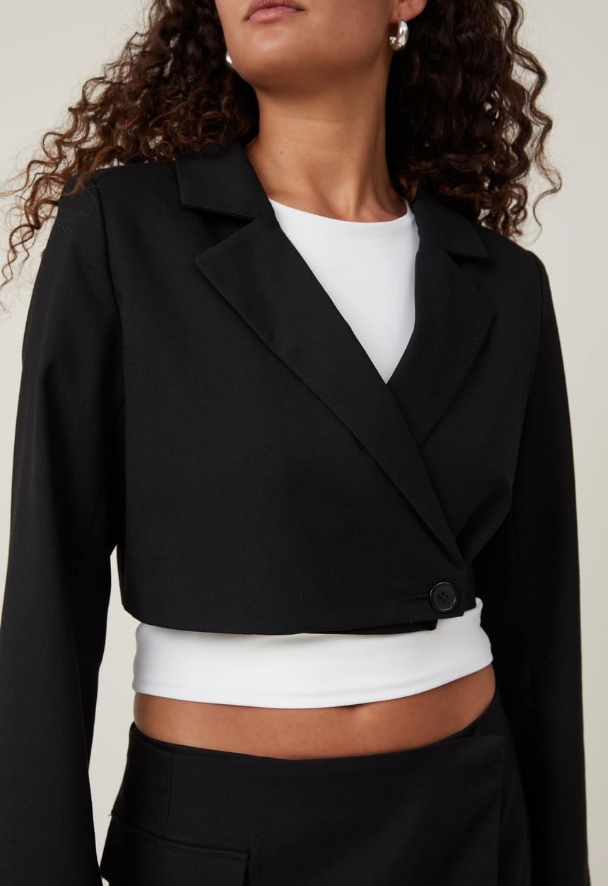 Cotton On - Cropped blazer - black