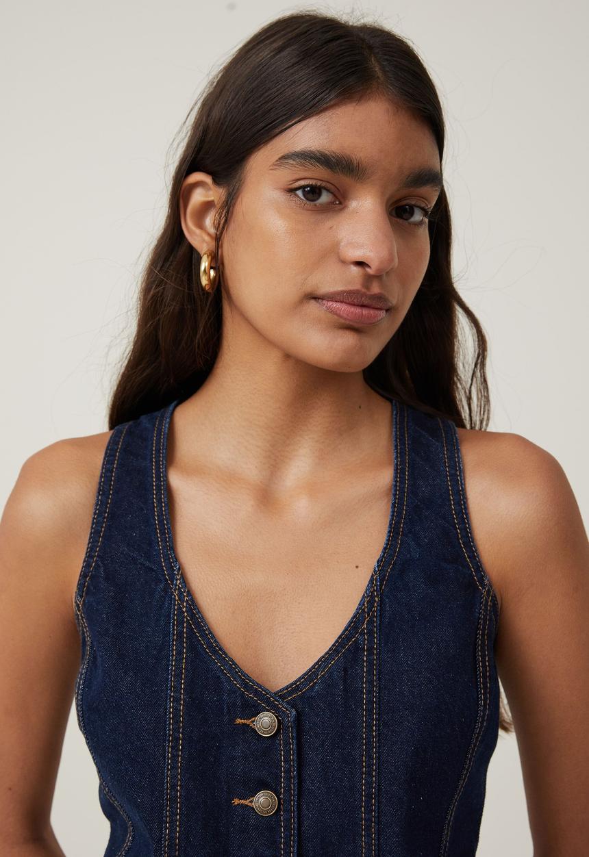 Cotton On - Fitted denim vest - indigo