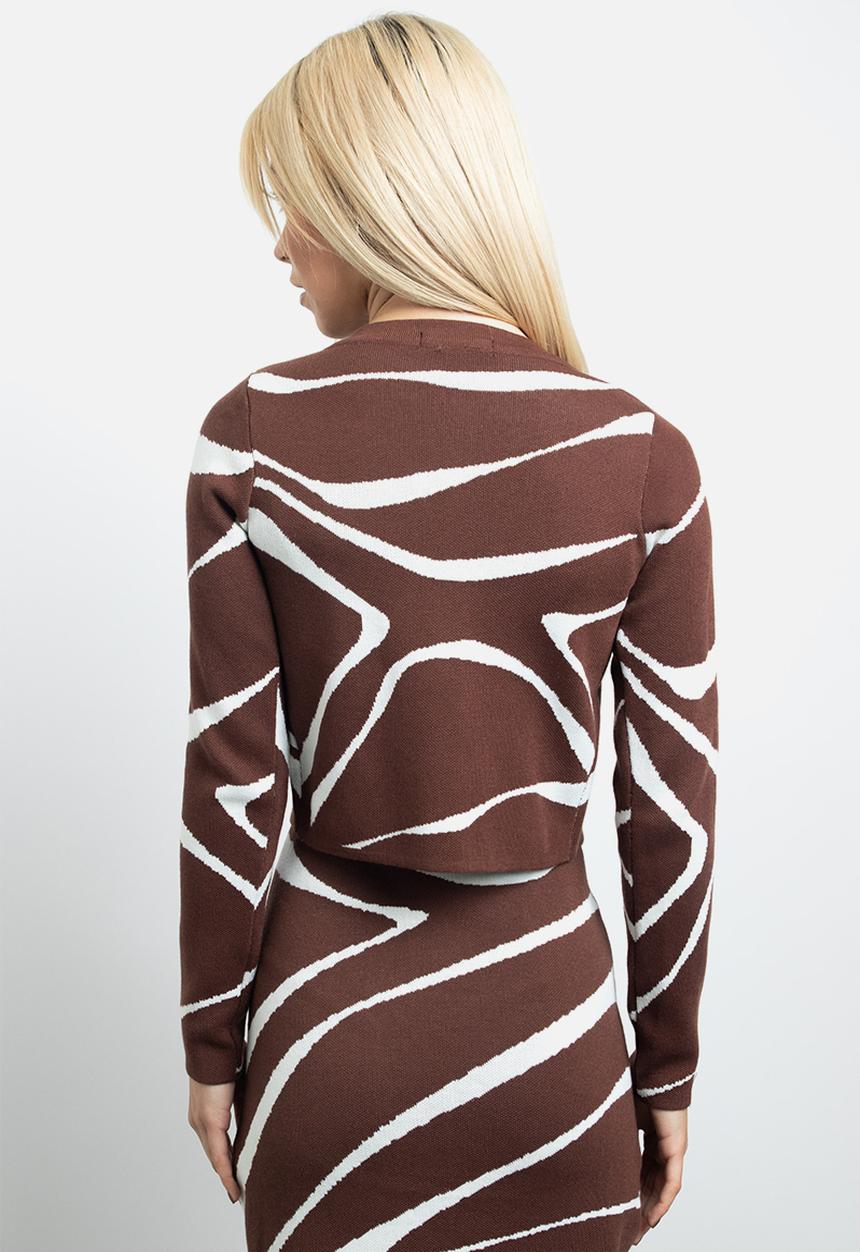 Daisy Street - Zebra knitted cardigan - brown & cream
