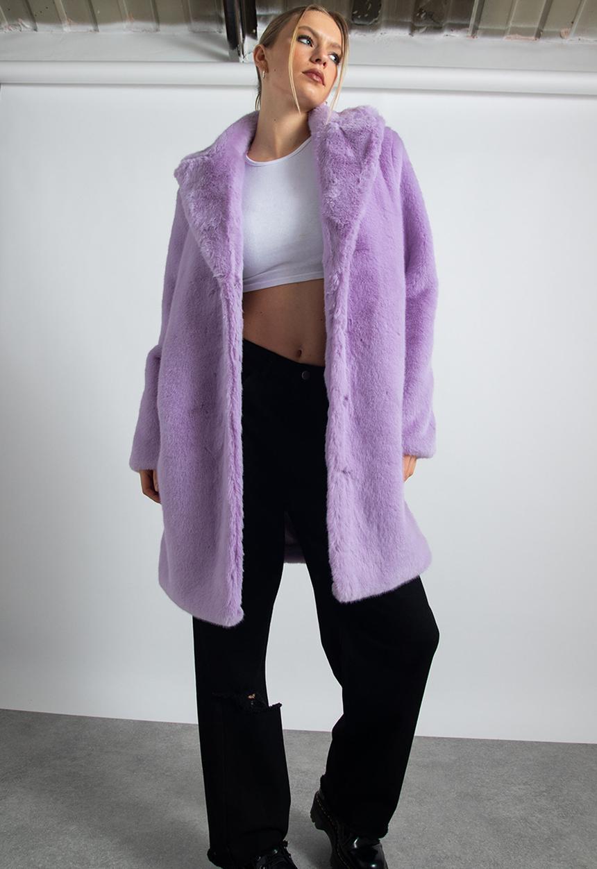 Daisy Street - Faux fur coat - lilac