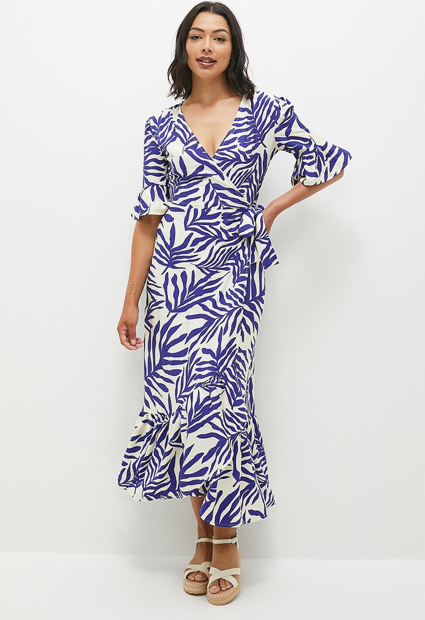 edit - Wrap maxi dress - marina print blue