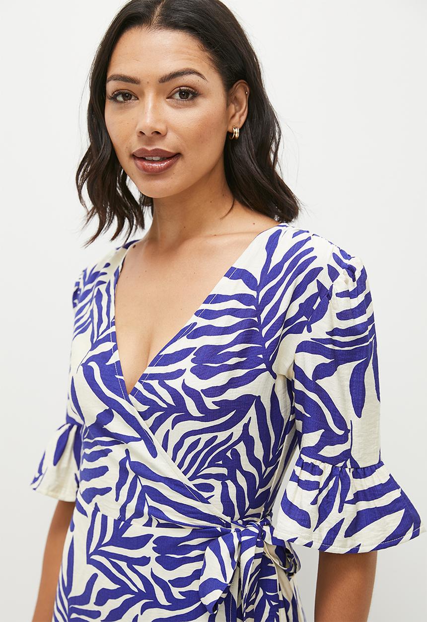 edit - Wrap maxi dress - marina print blue