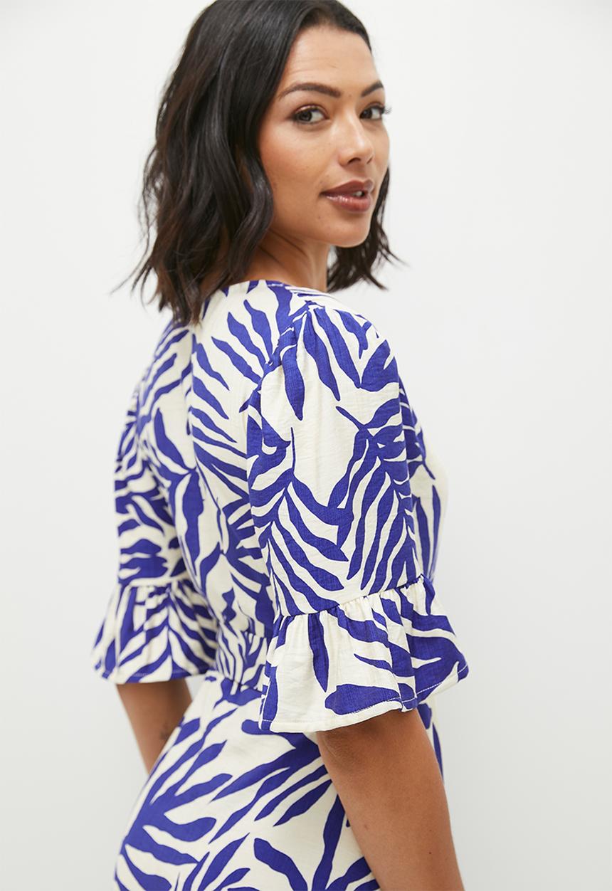 edit - Wrap maxi dress - marina print blue