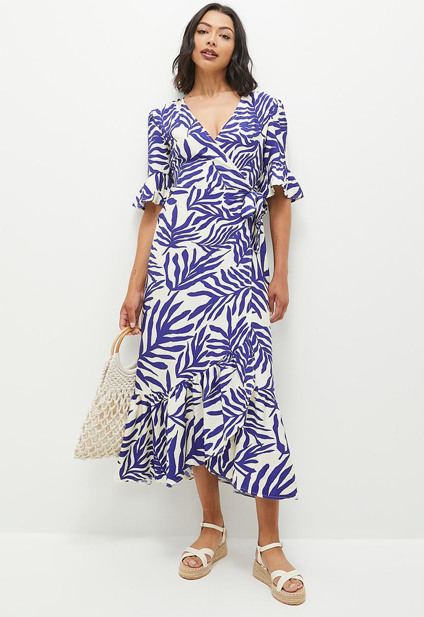 edit - Wrap maxi dress - marina print blue