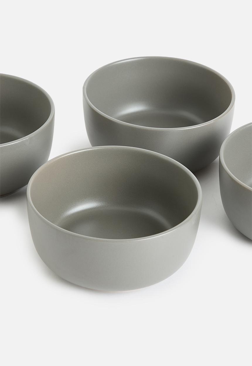 Excellent Houseware - Emble stoneware cereal bowl  of 4 - grey
