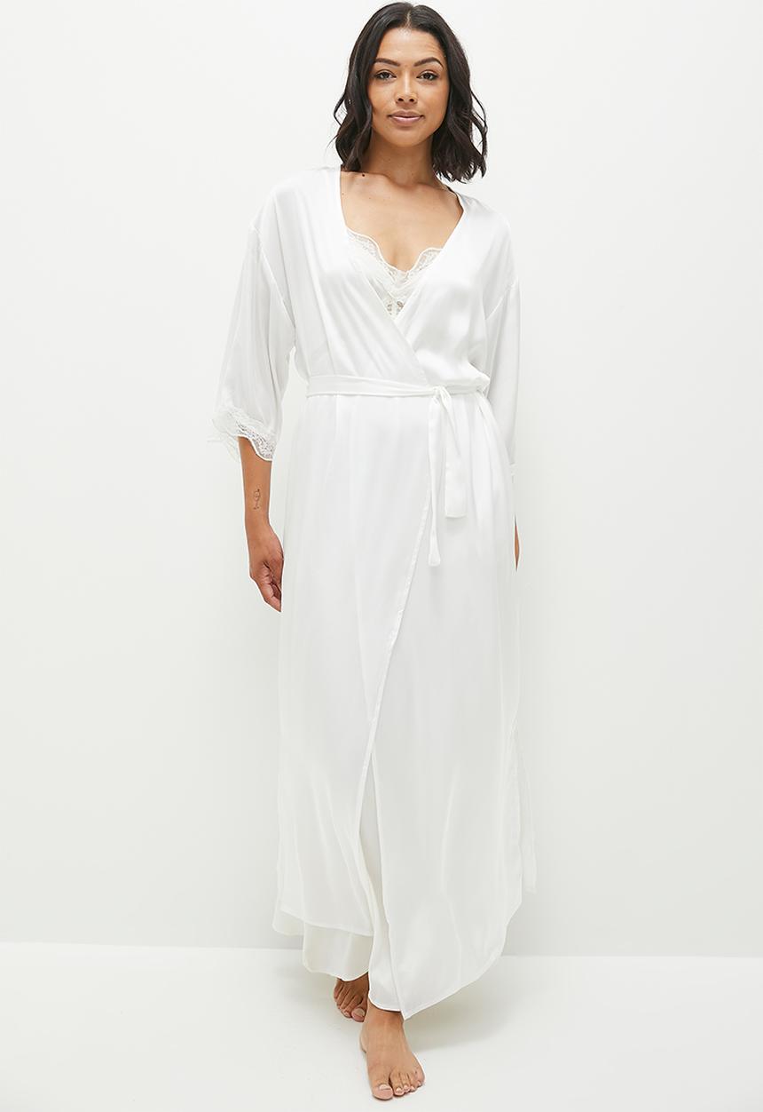 edit - Short sleeve lace insert robe -  milk
