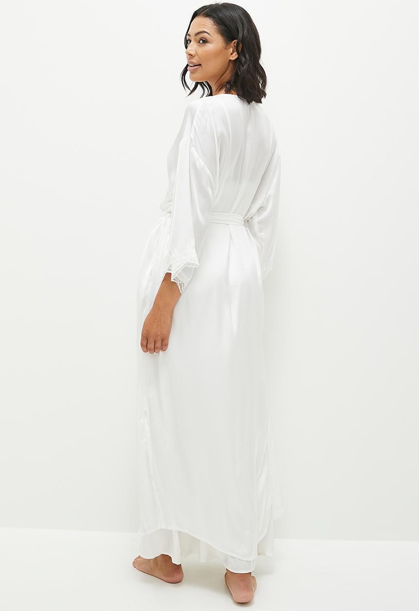 edit - Short sleeve lace insert robe -  milk