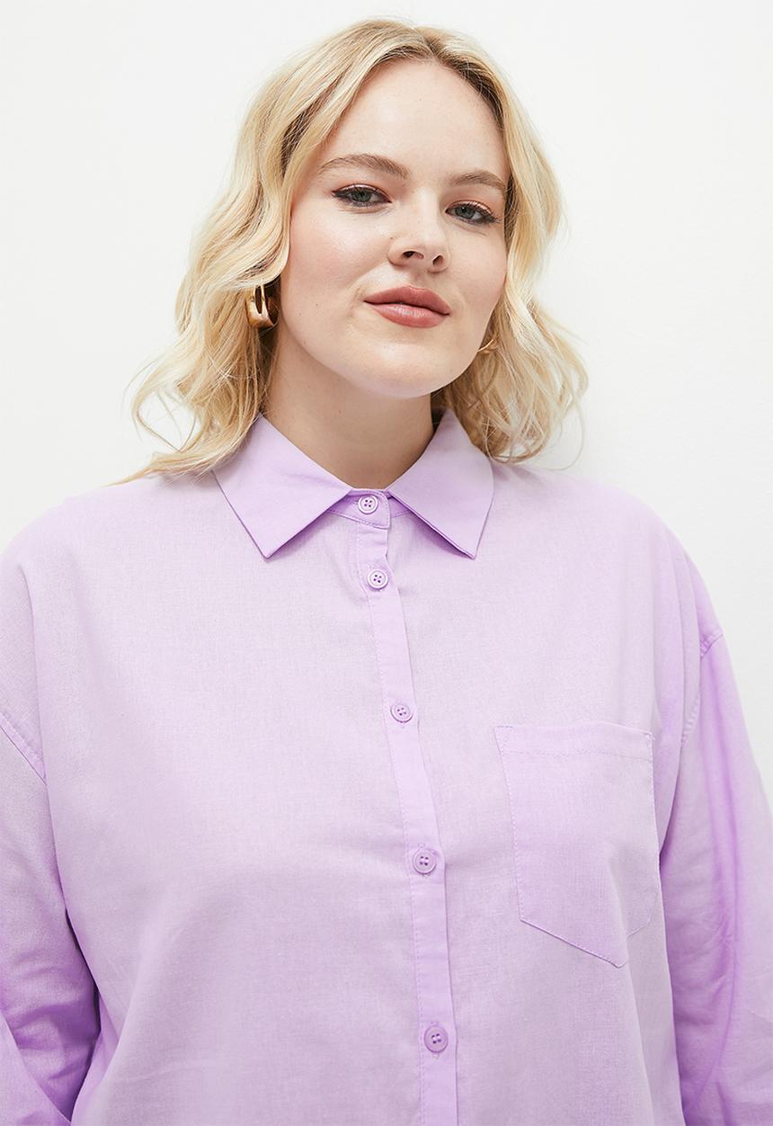 edit - Linen blend shirt - lilac