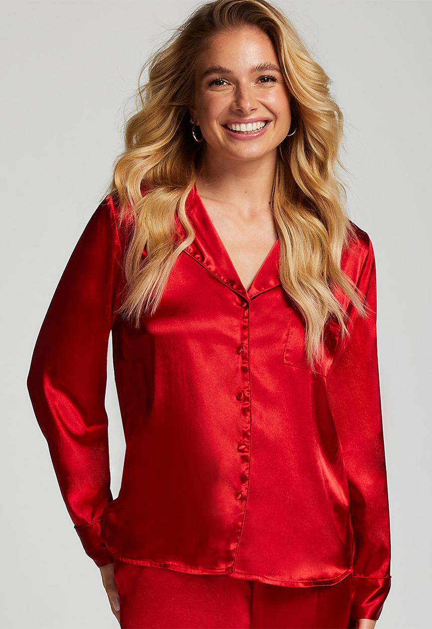 Hunkemoller - Jacket LS Satin Minimal - Tango Red