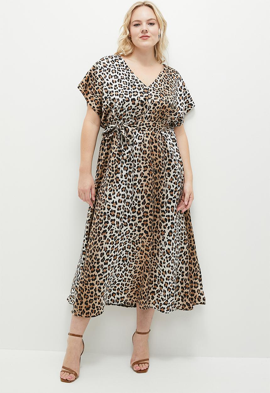 edit - Grown on sleeve midi dress - blurred animal