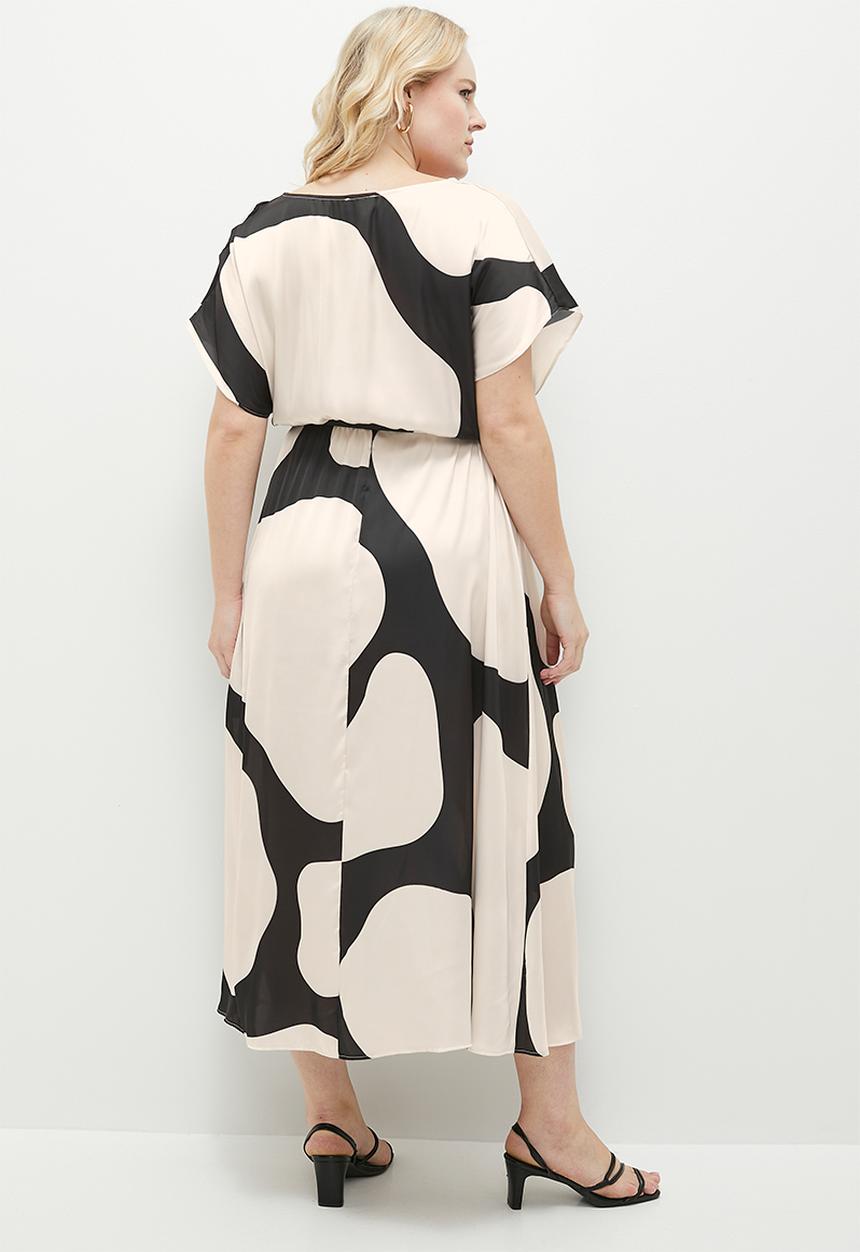 edit - Grown on sleeve midi dress - black & white
