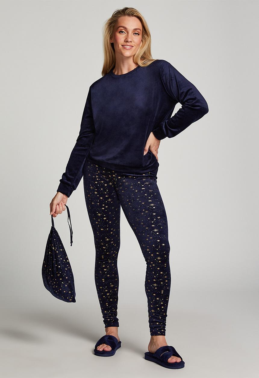 Hunkemoller - PJ set velours stardust - navy blue