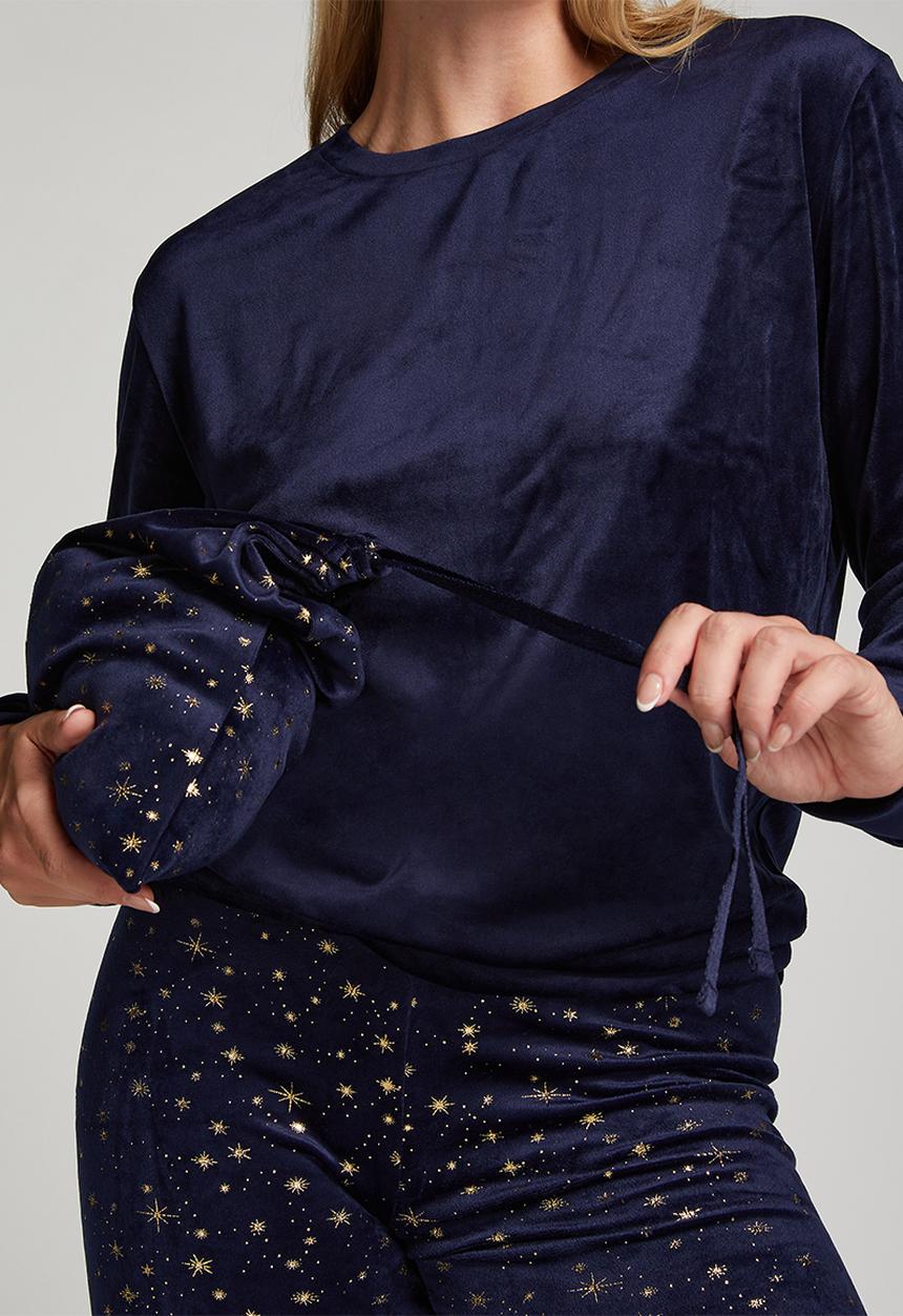 Hunkemoller - PJ set velours stardust - navy blue