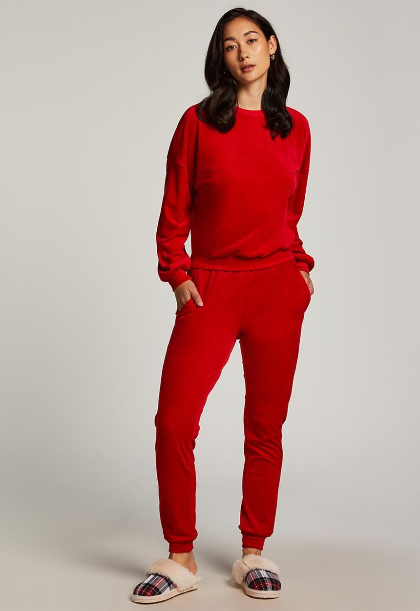 Hunkemoller - Jogger slim velours - goji berry