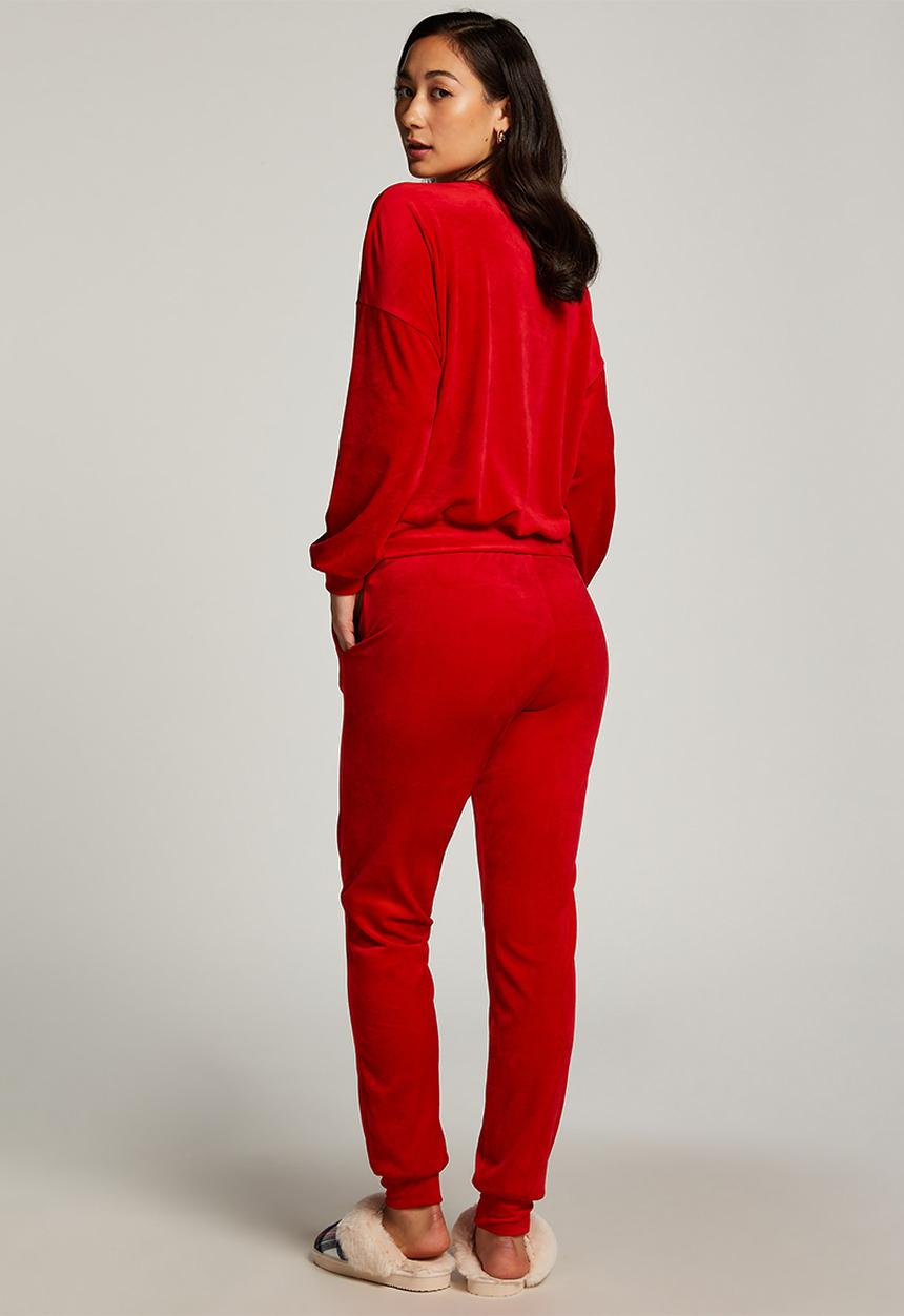 Hunkemoller - Jogger slim velours - goji berry