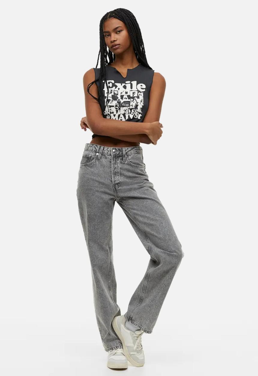 H&M - Printed vest top - dark grey/the rolling stones
