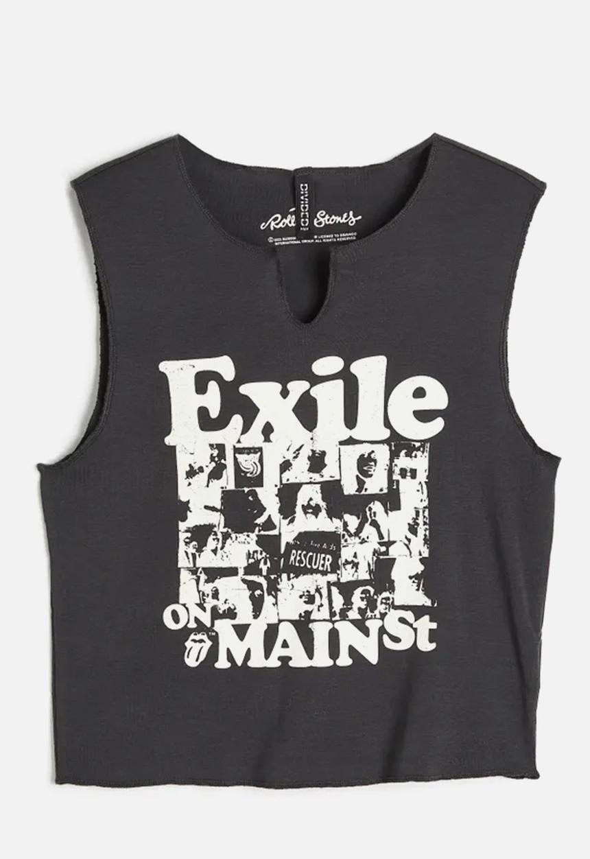 H&M - Printed vest top - dark grey/the rolling stones