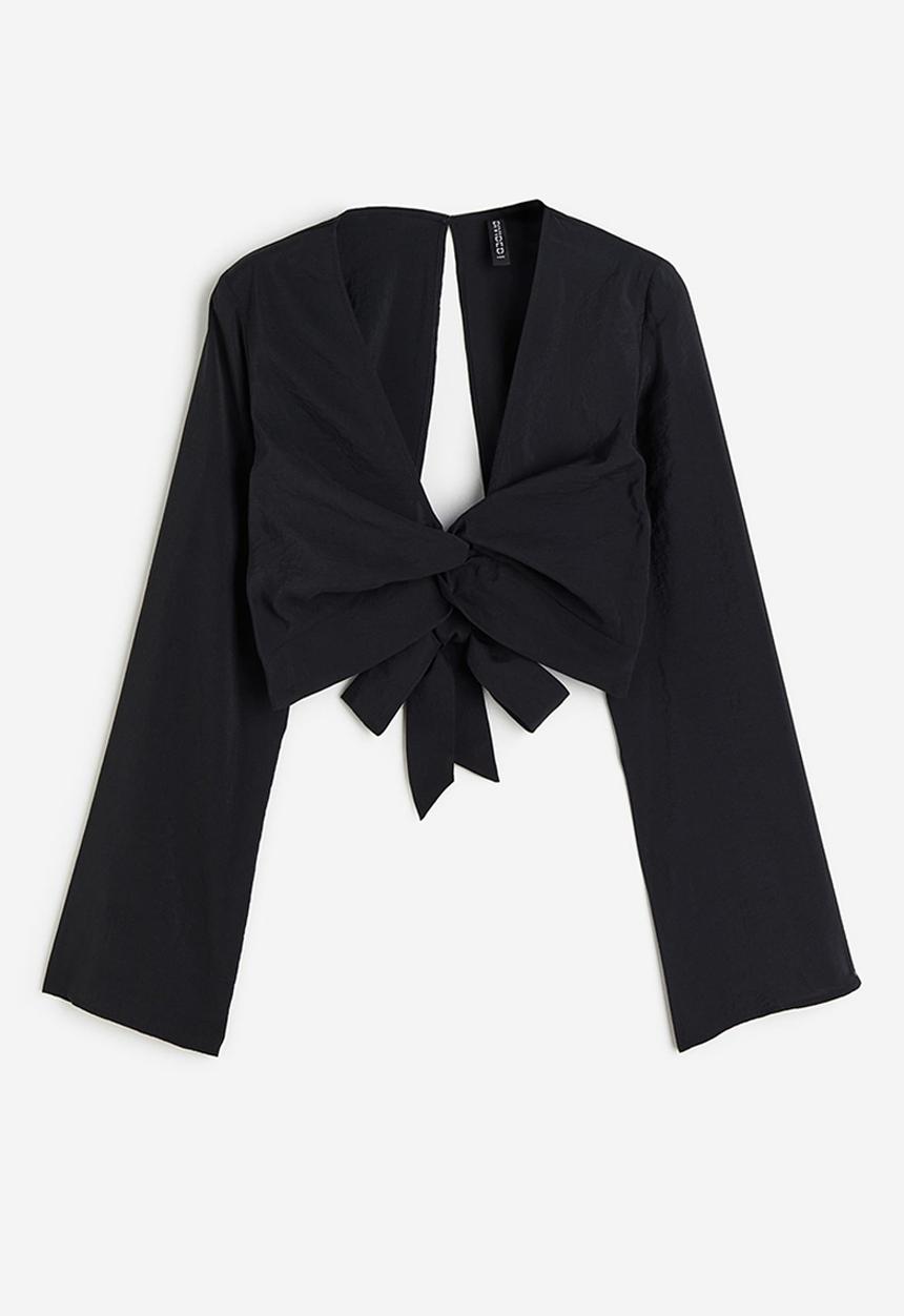 H&M - Knot-detail modal-blend blouse - black