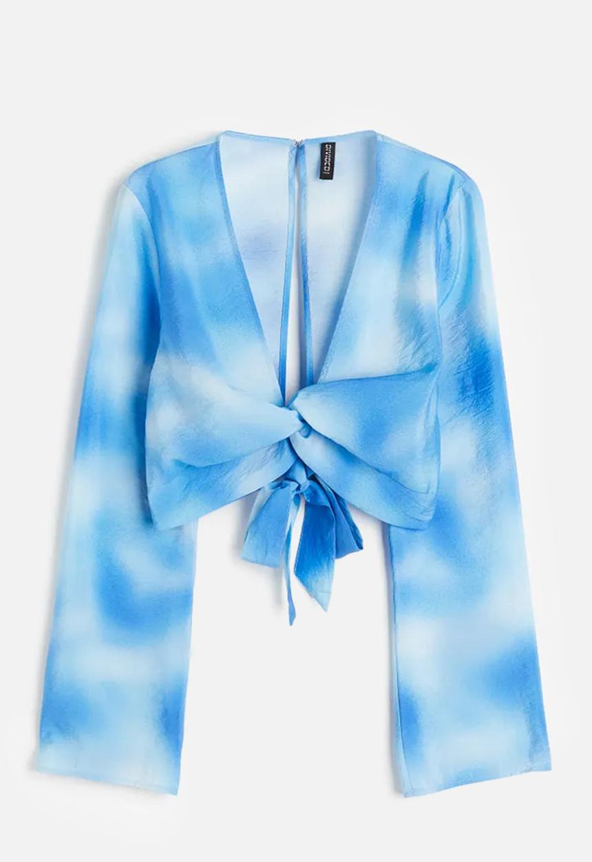 H&M - Knot-detail modal-blend blouse - blue/ombre