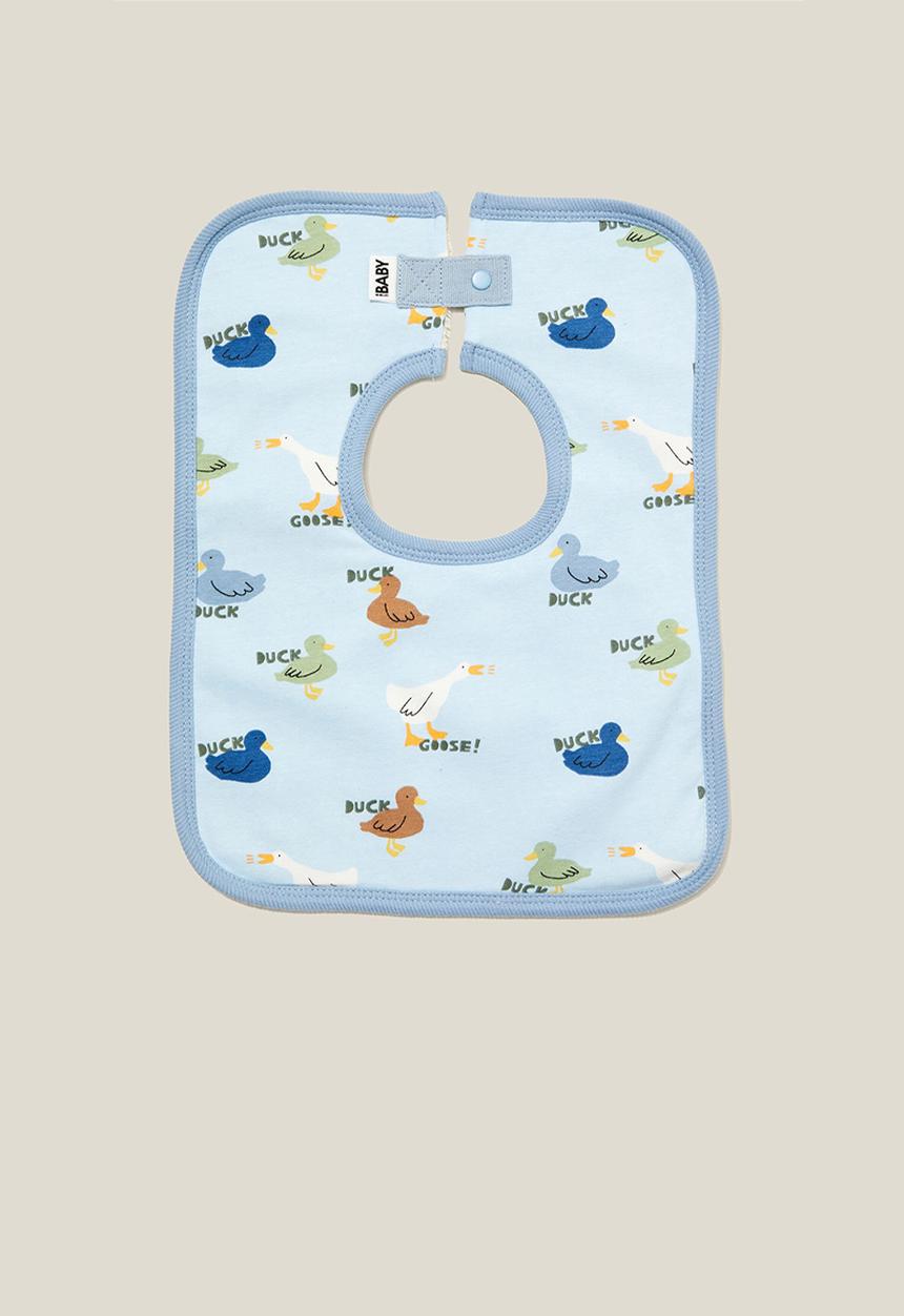 Cotton On - Bundle the long sleeve zip romper/square bib - frosty blue/duck duck goose