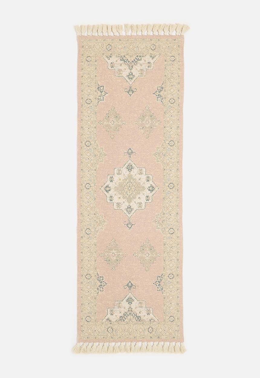 H&M - Fringed patterned rug - powder pink patterned