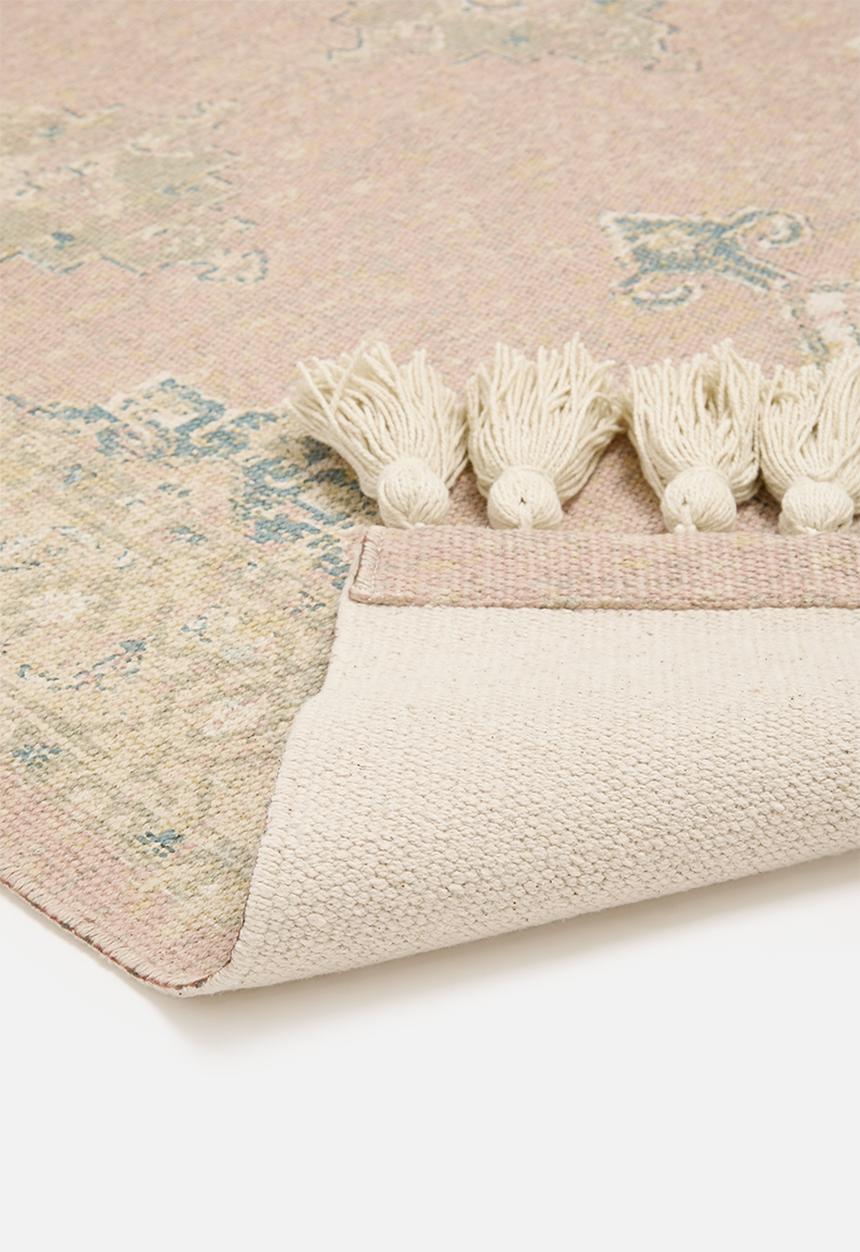 H&M - Fringed patterned rug - powder pink patterned