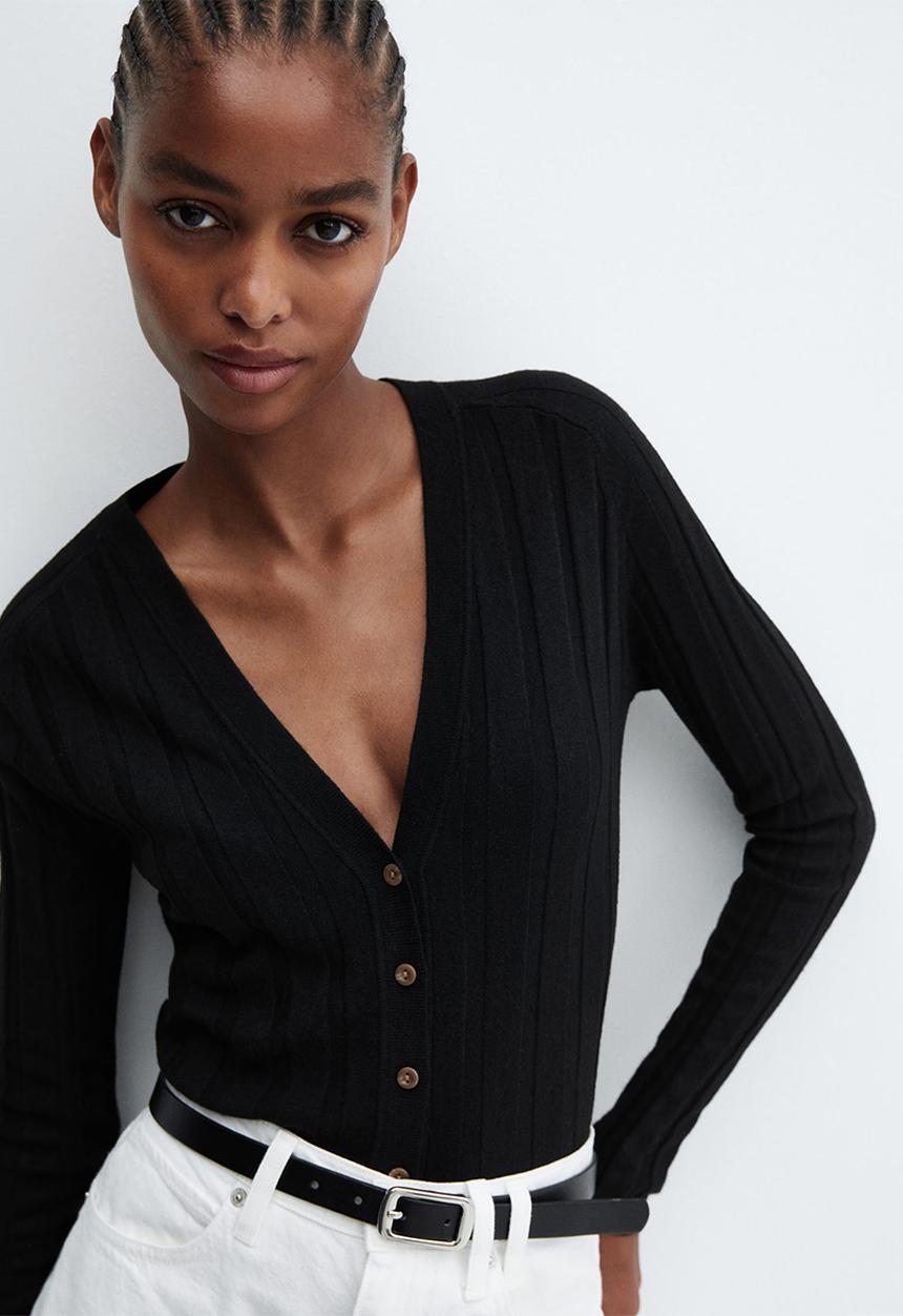 MANGO - Cardigan flurry - black