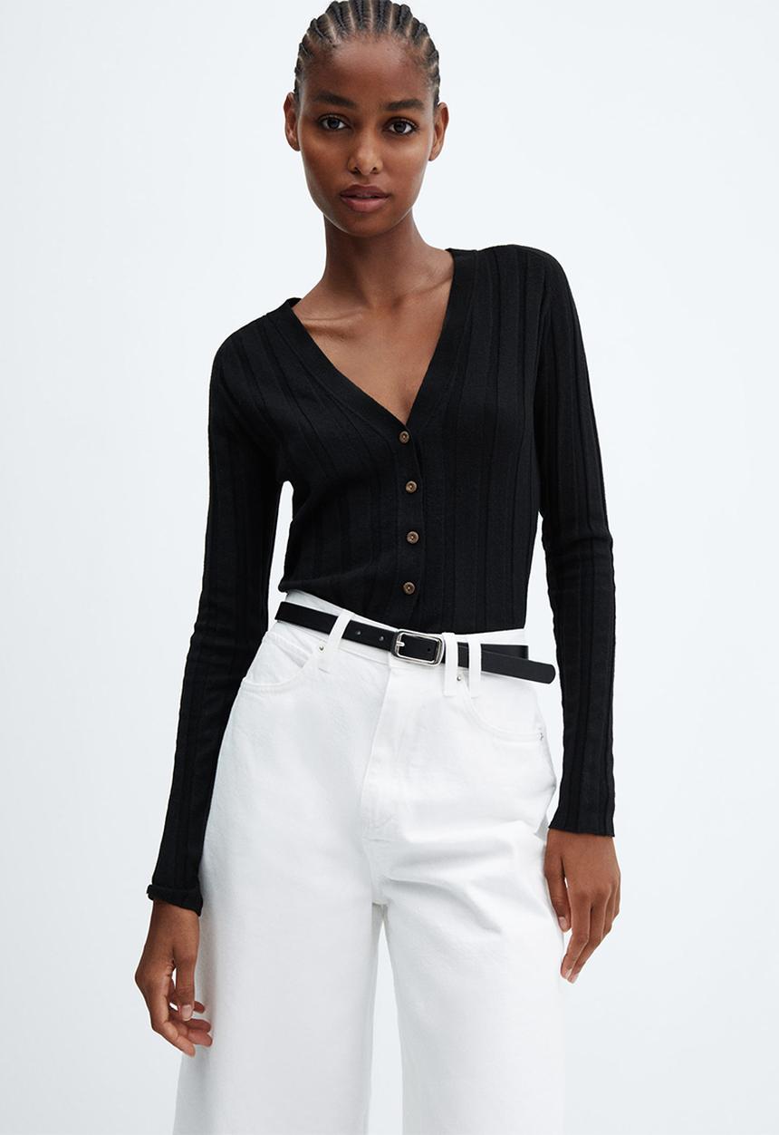 MANGO - Cardigan flurry - black