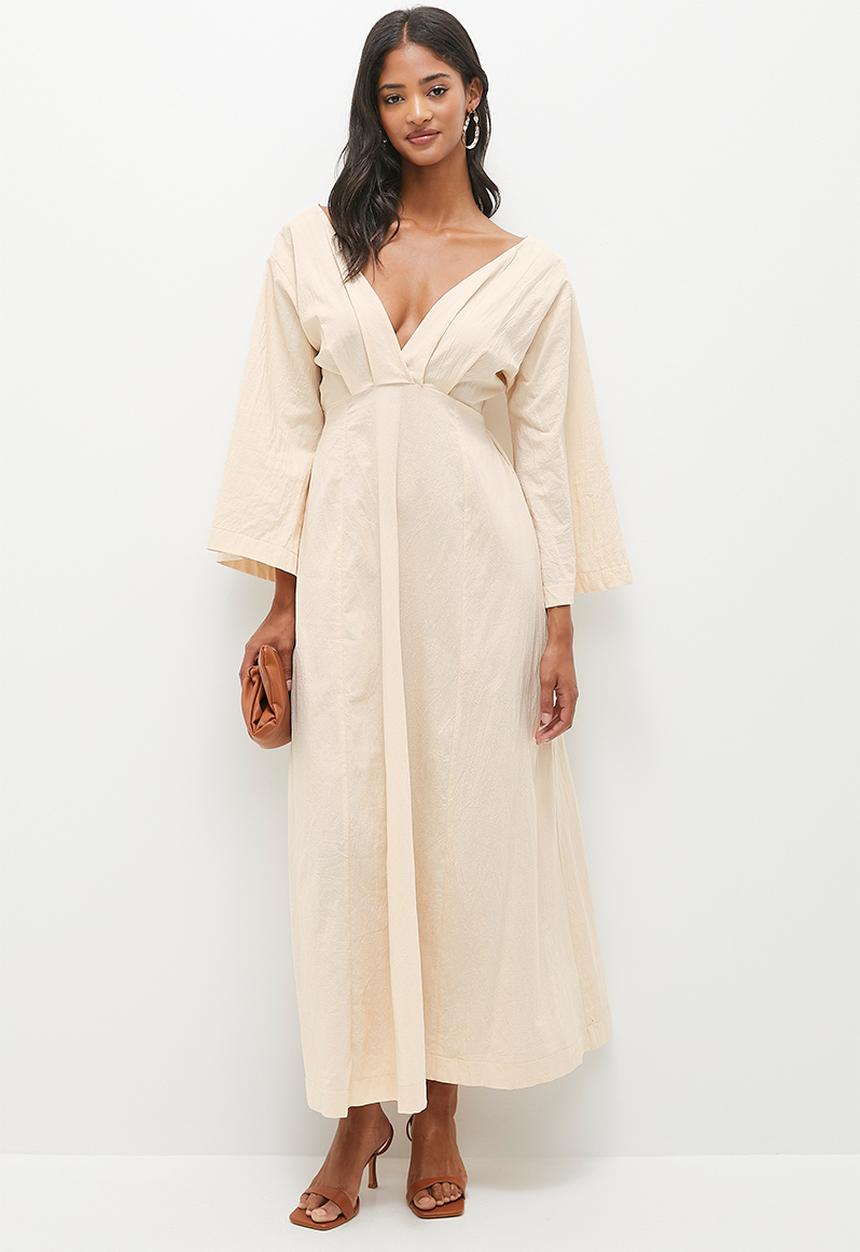 MILLA - Cross back fit and flare midaxi dress-ecru