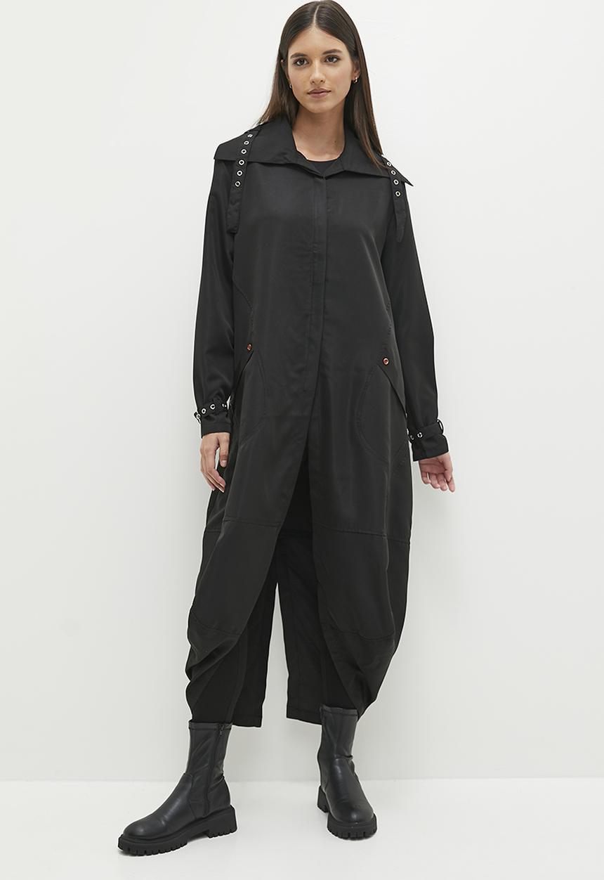 dailyfriday - Hooded trench coat -  black