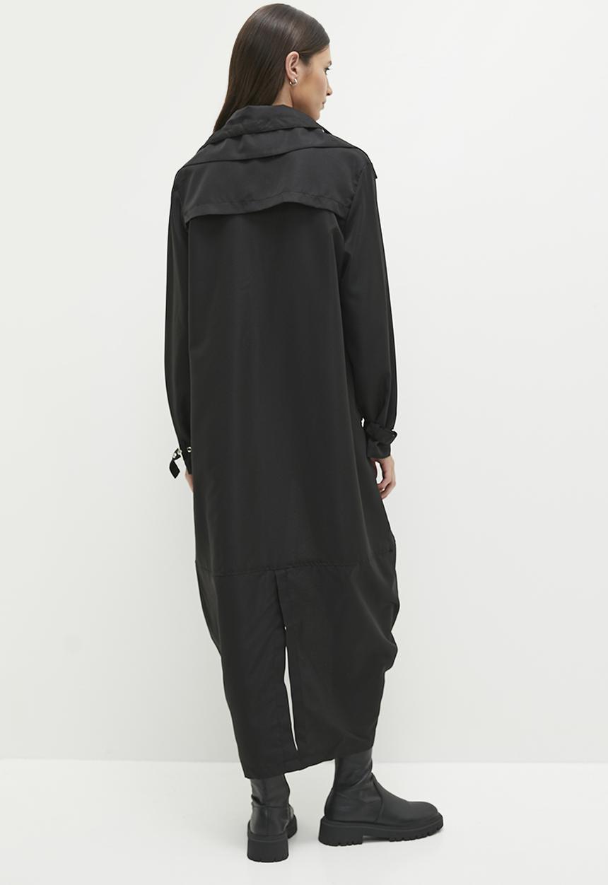 dailyfriday - Hooded trench coat -  black