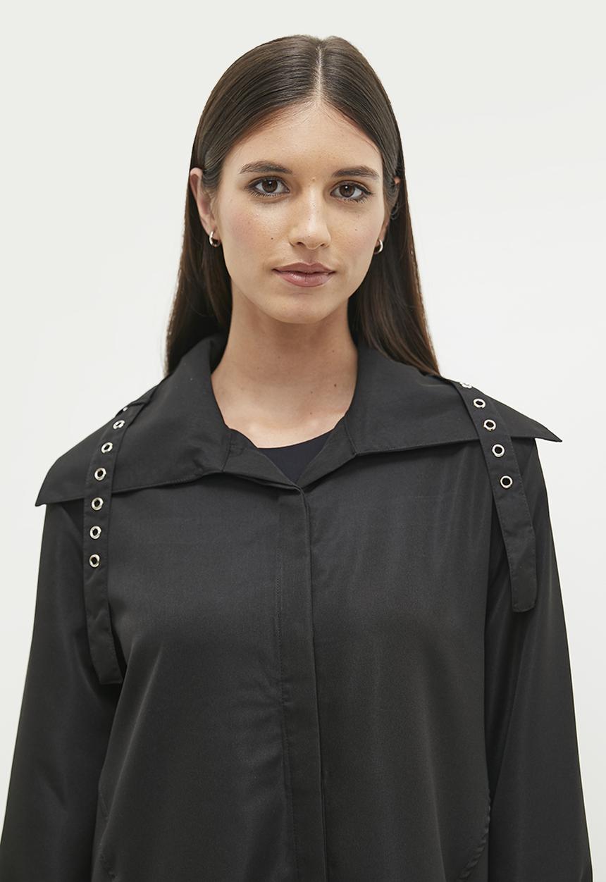 dailyfriday - Hooded trench coat -  black