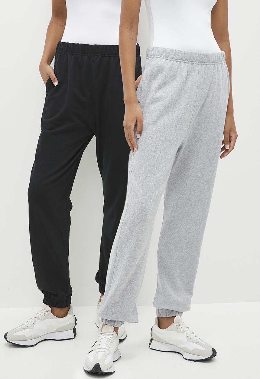 Superbalist - 2 Pack track pants - black & grey melange
