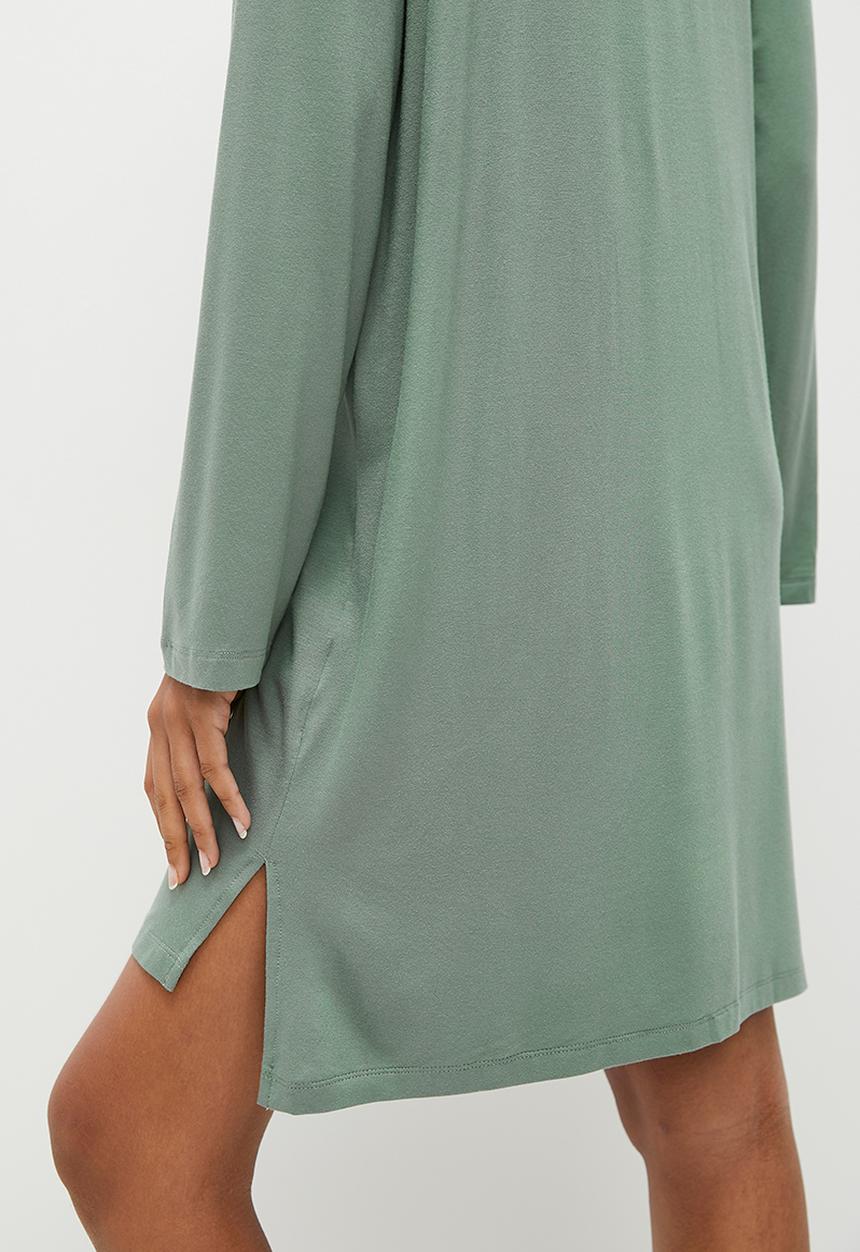 Superbalist - Knit button down sleep shirt - sage