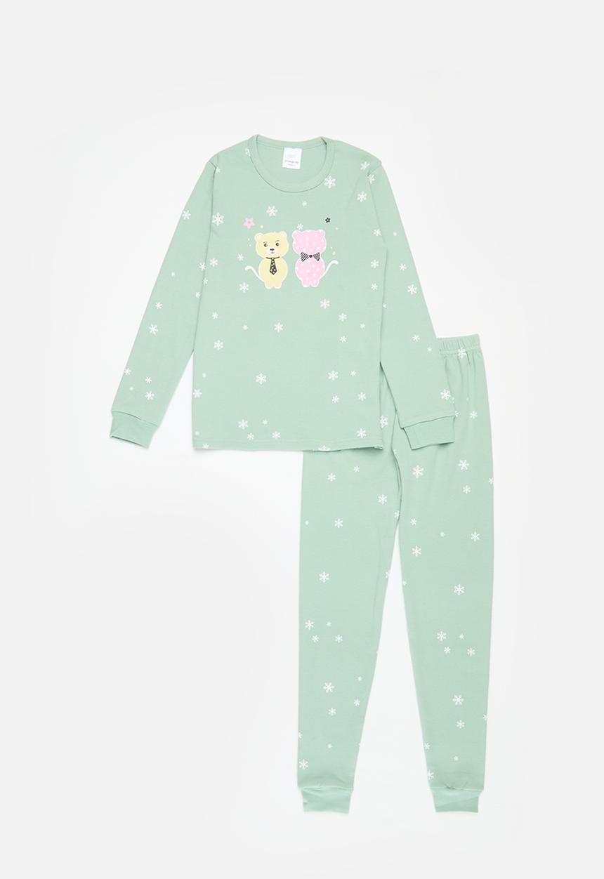 Pop Candy - Cat print pj set - green