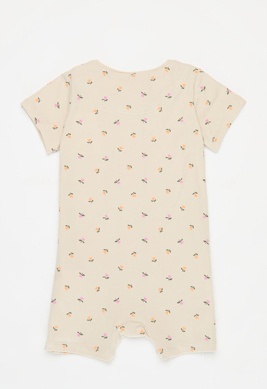 Cotton On - The short sleeve zip romper - rainy day/tully tulips