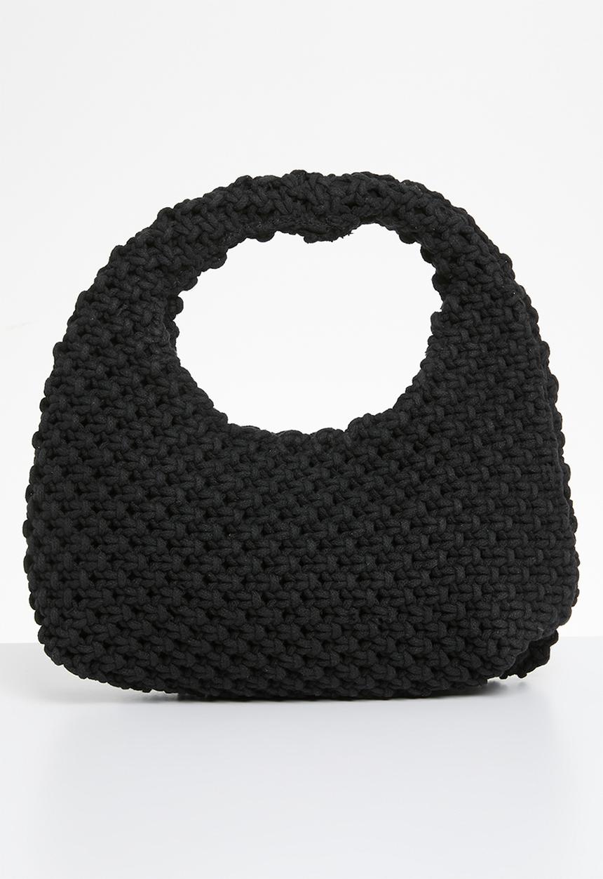Rubi - Crochet mini shoulder bag - black