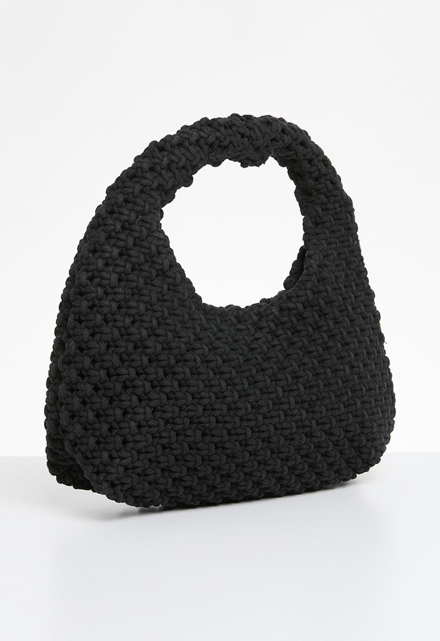 Rubi - Crochet mini shoulder bag - black
