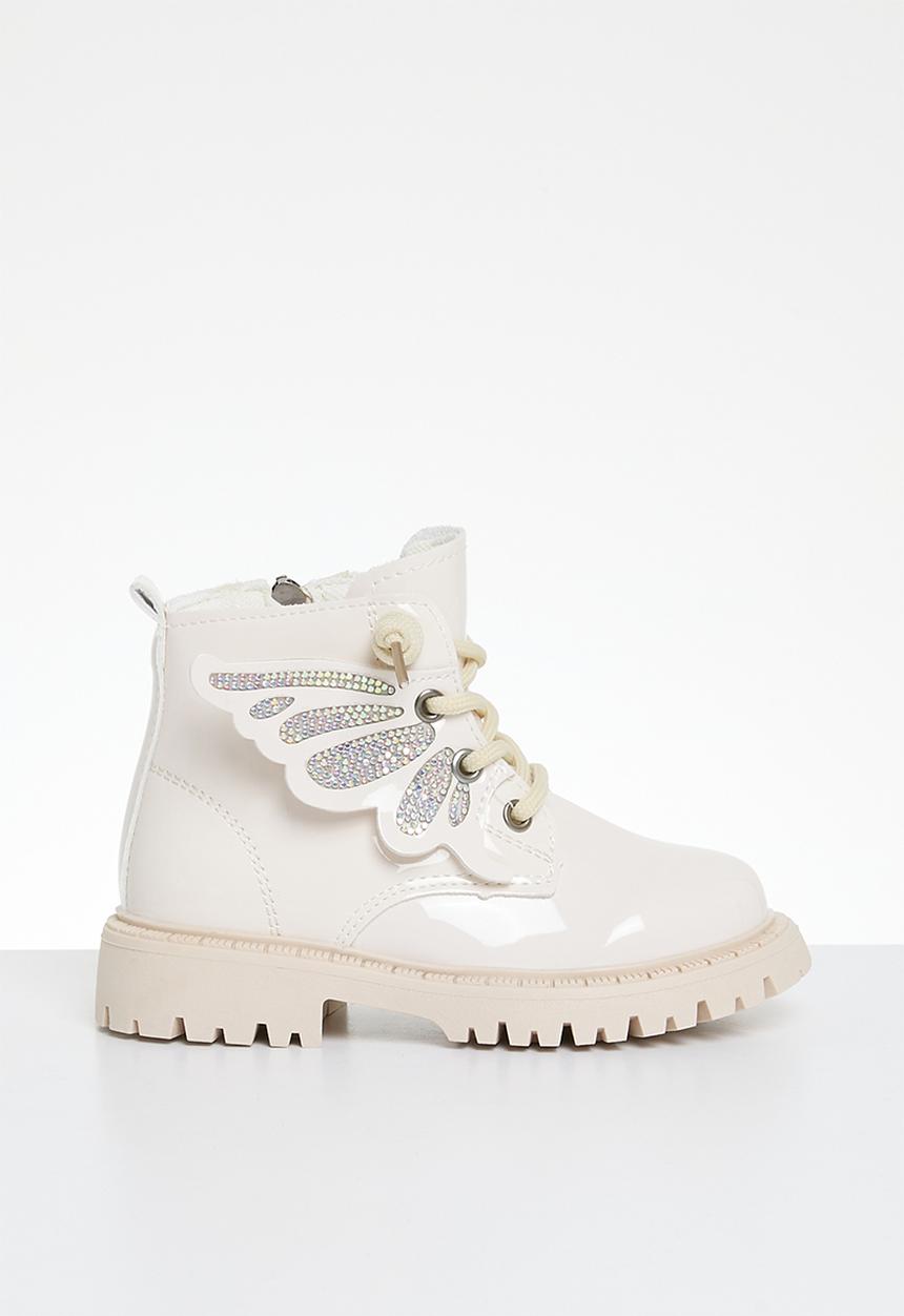 Pop Candy - Butterfly décor ankle boot - off white