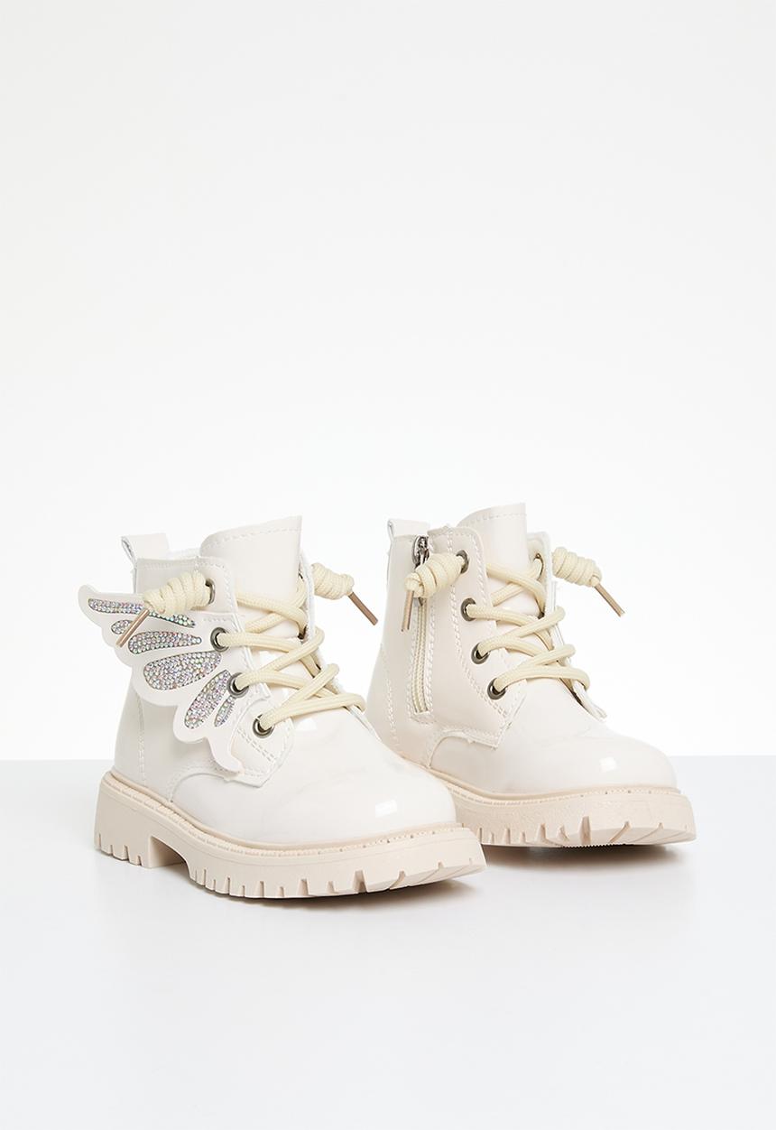 Pop Candy - Butterfly décor ankle boot - off white