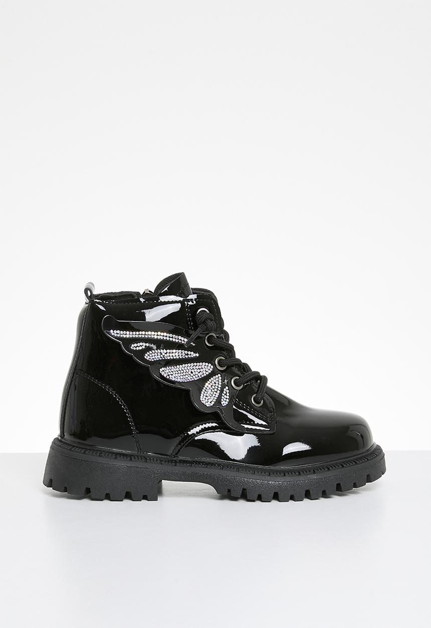 Pop Candy - Butterfly décor ankle boot - black