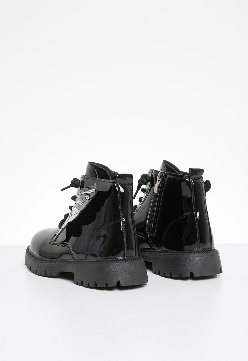 Pop Candy - Butterfly décor ankle boot - black