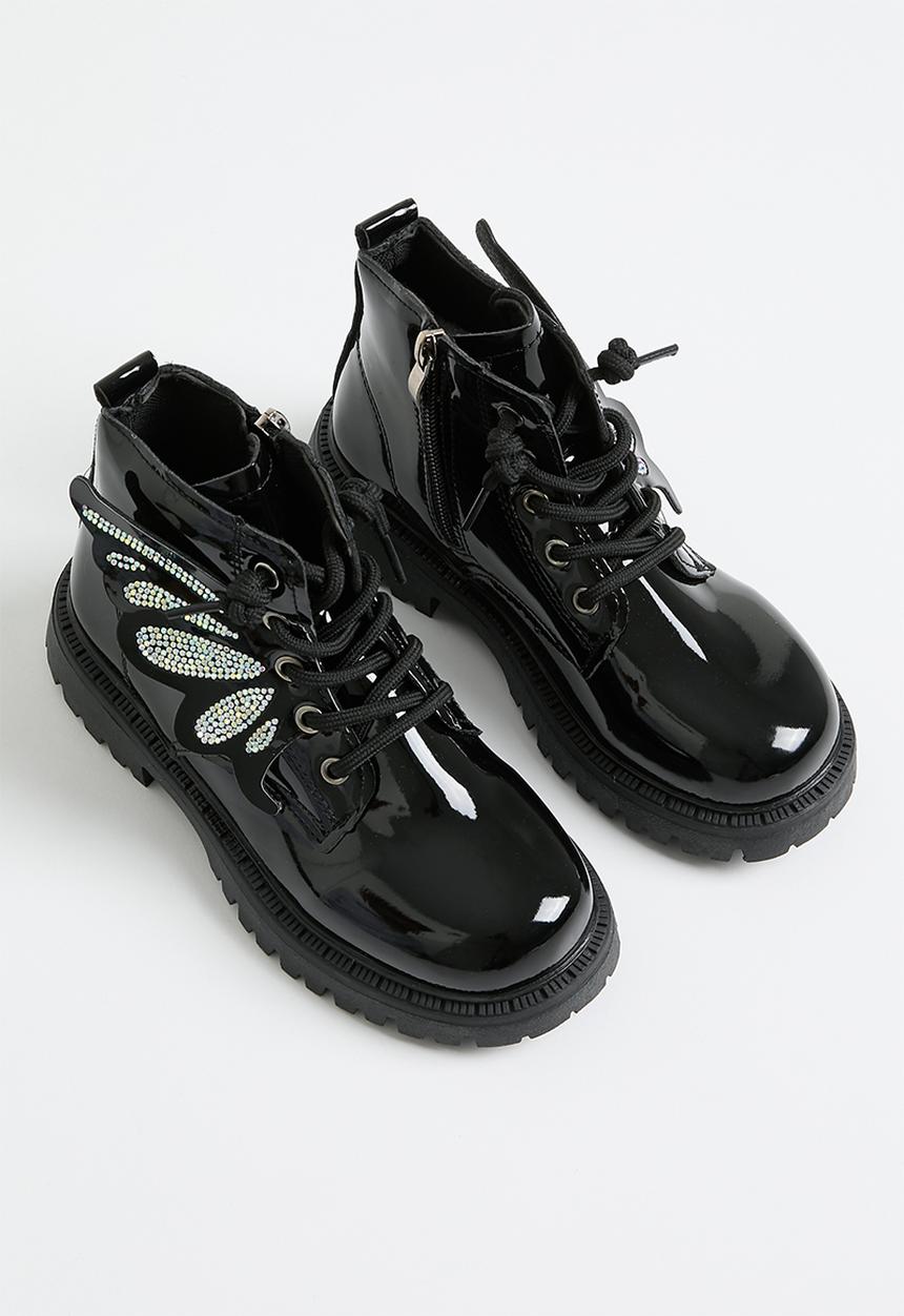 Pop Candy - Butterfly décor ankle boot - black