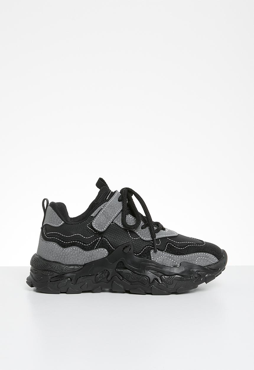 Pop Candy - Lace velcro strap Chunky sneaker - black