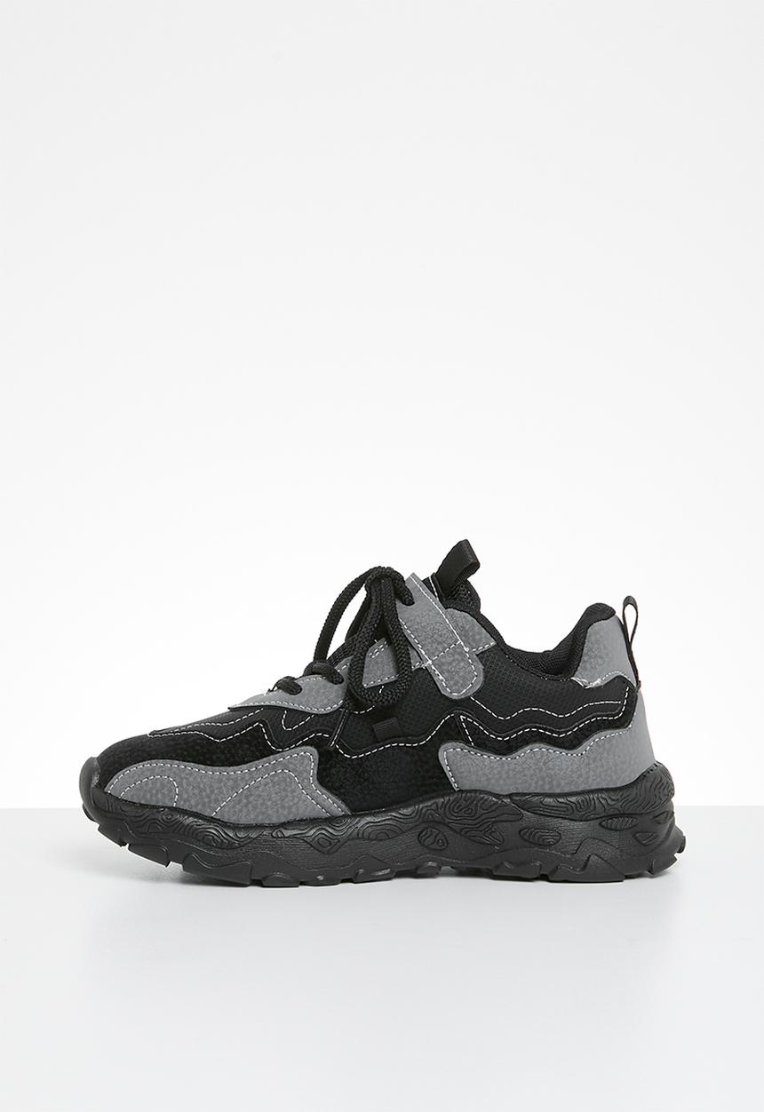 Pop Candy - Lace velcro strap Chunky sneaker - black