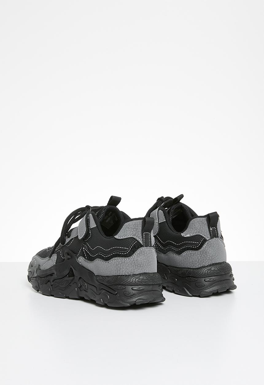 Pop Candy - Lace velcro strap Chunky sneaker - black