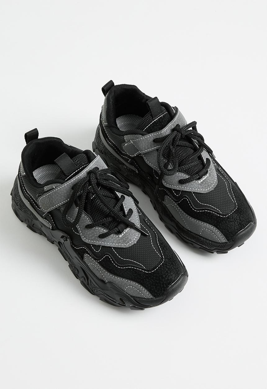 Pop Candy - Lace velcro strap Chunky sneaker - black