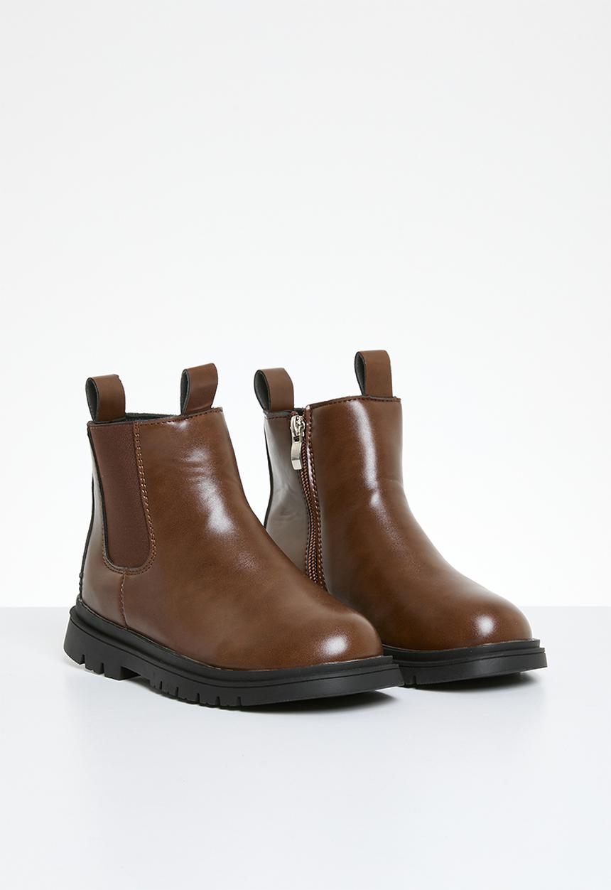 Pop Candy - Zip up Gusset boot - brown